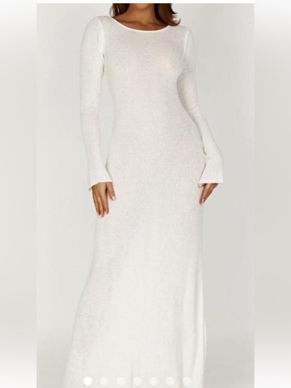 Meshki Cream Long-Sleeve Knit Maxi Dress